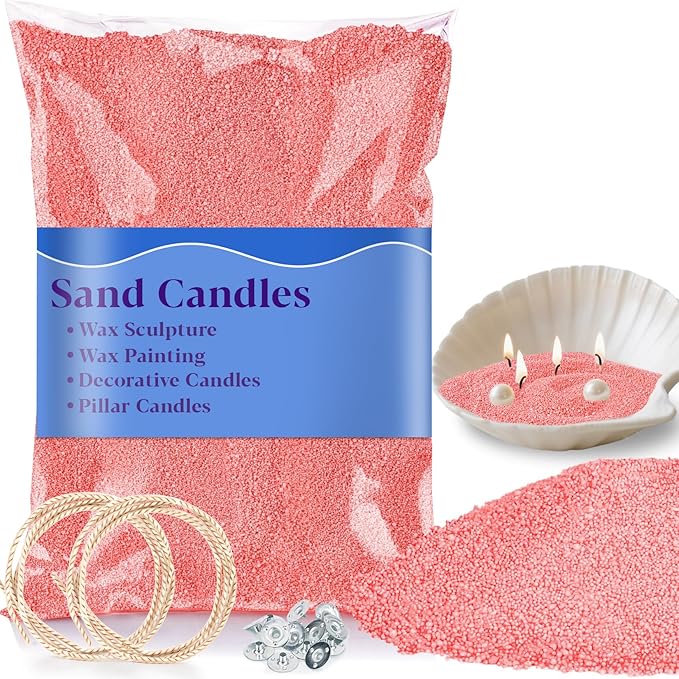 Sukh Pink Candle Sand Wax with Wicks and Wick Tabs- 450g DIY Pearled Candle Wax, Refillable Pearled Sand Candles with Wicks, for Valentine's Day, Wedding, Dating