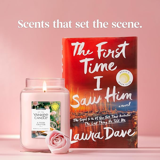 Yankee Candle x Reese’s Book Club, A Fresh Chapter, Spring Scented Candle, Bright Pomelo Scent, Blooming Rose Scent, 22oz Large Jar Candle with up to 150 Hours Burn Time, Giftable