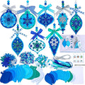 Winlyn 24 Sets 8 Designs Christmas Craft Kits Winter Crafts DIY Holiday 3D Snowflake Baubles Ornaments Decorations Snowflake Foam Stickers Arts and Crafts for Kids Classroom Activities Party Favors