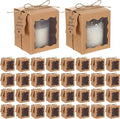 Lemecima 50 Set Candle Gift Box Transparent Gift Packaging Box for 4-10 oz Candles 50 Paper Thank You Tag with Ropes for Wedding Birthday Baby Shower Party Favor, 3.35 x 3.35 x 3.94 in (Brown)
