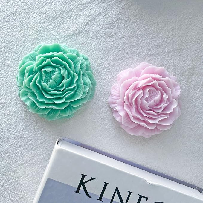 Cestony 3D Flower Peony Candle Silicone Molds for Making Candle Resin Pillar Aromatherapy gypsum Candles Wax Soap Flower Specimen Clay Craft