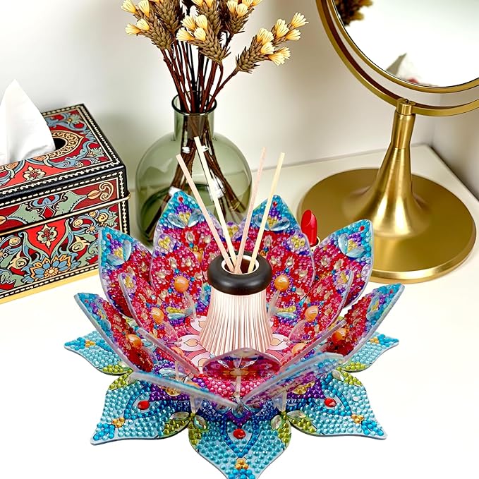 5D DIY Diamond Art Painting PVC Flower Candle Holders Tealight/Tea Light/Votive Candle Holder, for Table Centerpiece Home Décor Party Wedding Dinning-Flower01