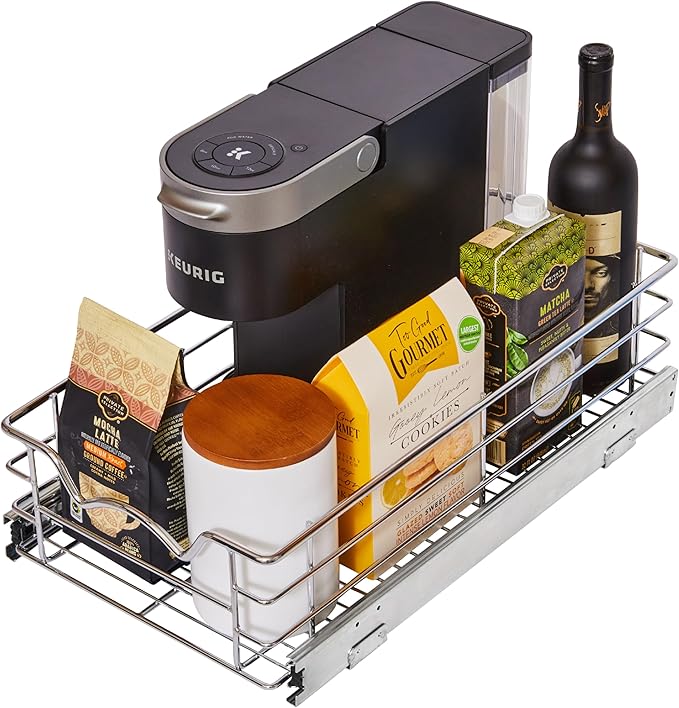 HOLDN’ STORAGE Pull Out Cabinet Organizer, Slide Out Drawer for Kitchen Cabinets & Pantry, Roll Out Shelf for Pots, Pans & Under Sink Storage, Heavy-Duty Full-Extension, 11"W x 21"D x 5"H