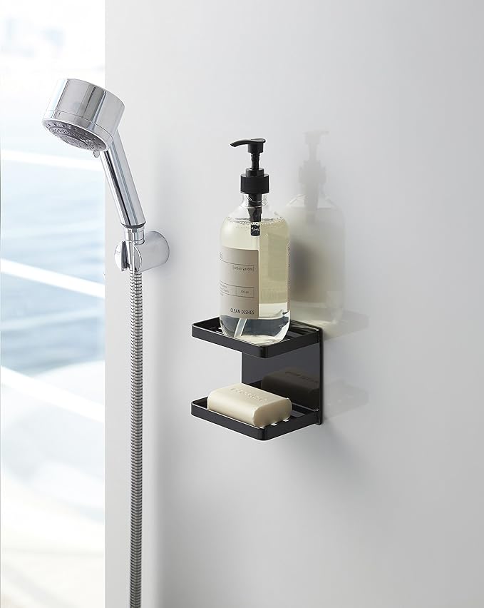 山崎実業(Yamazaki) BT-TW P Bathroom Rack, 約W12XD8.5XH10cm, Black