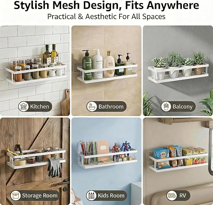PUSDON Metal Wall Hanging Basket 2 Packs DIY Suitable for Multiple Scenes - Large White Guardrail Suit