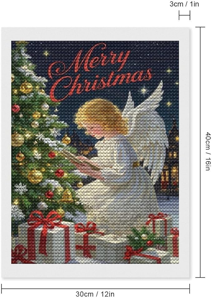 AIVKIEJK Diamond Painting Kits for Adults - Merry Christmas Angel Welcome Painting DIY 5D Full Drill Diamond Dots Paintings with Diamonds Gem Art and Crafts Home Decor 12"x16"