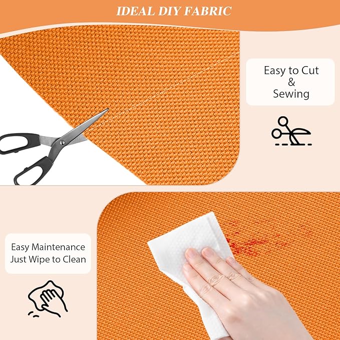 ANMINY 100% Waterproof Outdoor Fabric 8 Yards, 58" W 600D Marine Canvas Fabric with PVC Backing, Ripstop Upholstery Material by The Yard for Furniture Boat Covers Tent Awning, Orange