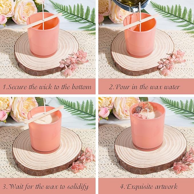 CONNOO 12 Pack 10 OZ Colorful Glass Candle Jars for Making Candles with Airtight Bamboo Lids Nice Sticky Warning Labels for Candle Making Empty Container Bulk - Dishwasher Safe