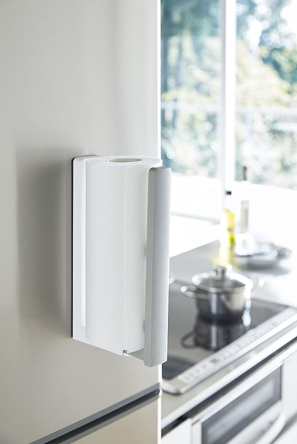 Yamazaki Industries 3420 Magnetic Kitchen Paper Holder with Stopper, Plate, White