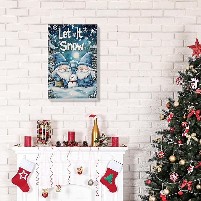 Bowetile Christmas Paint by Numbers for Adults Beginners Framed, Gnome Adults' Paint-by-Number Kits, Adult Paint by Number Kits on Canvas, Acrylic Number Painting for Home Decor, 8x12in