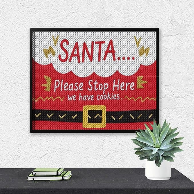 AIVKIEJK Diamond Painting Kits for Adults - Christmas Santa 'Please Stop Here' Painting DIY 5D Full Drill Diamond Dots Paintings with Diamonds Gem Art and Crafts Home Decor 16"x20"