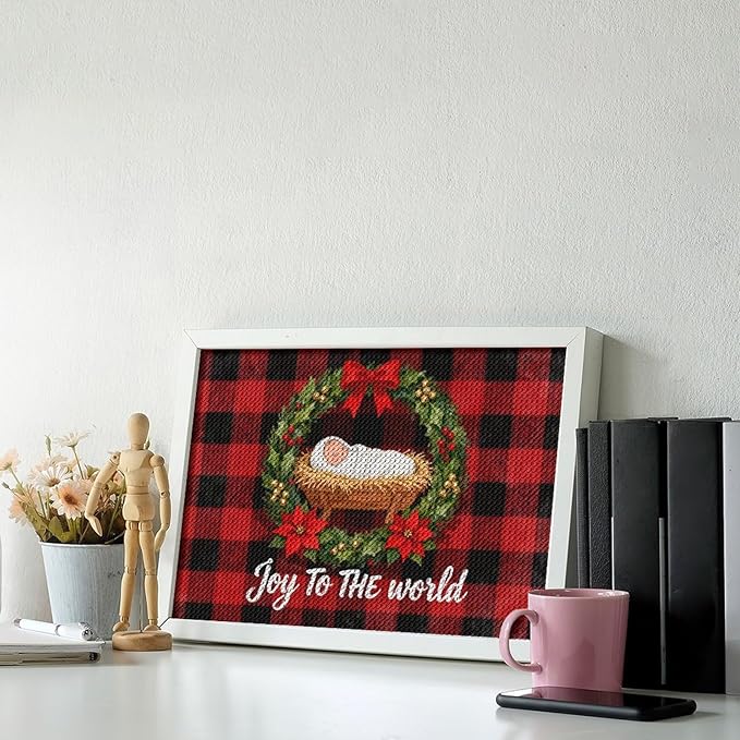 AIVKIEJK Diamond Painting Kits for Adults - Faith Christmas World Joy Painting DIY 5D Full Drill Diamond Dots Paintings with Diamonds Gem Art and Crafts Home Decor 8"x12"