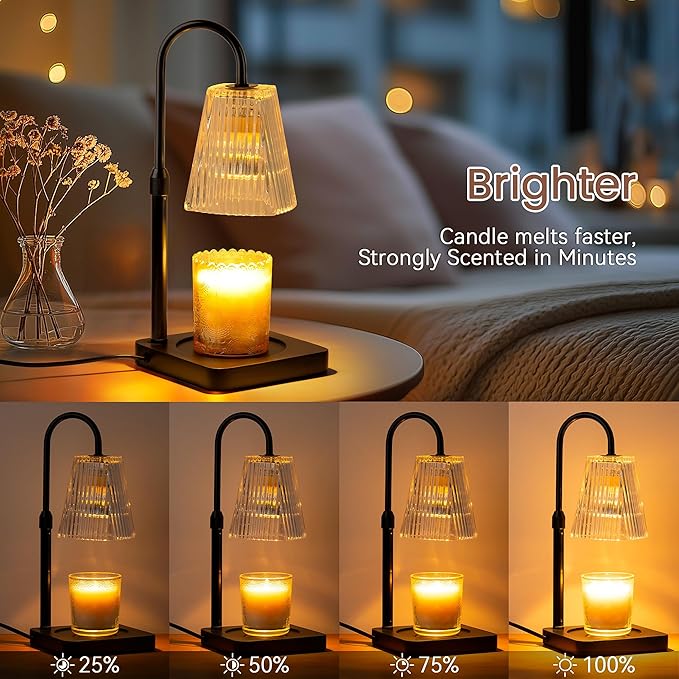 JEKEMORYE Candle Warmer Lamp with Timer - Electric Melter Candles Lamp Dimmable Heater