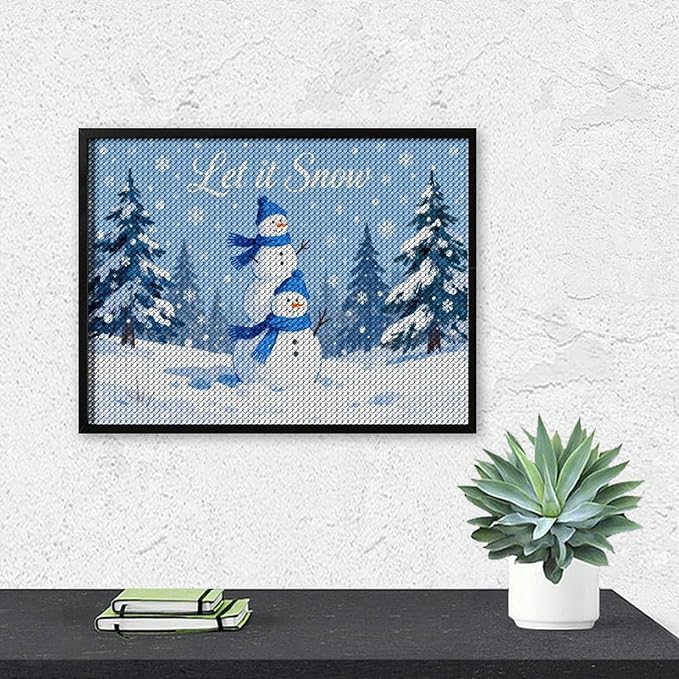 AIVKIEJK Diamond Painting Kits for Adults - Merry Christmas Snowman Winter Painting DIY 5D Full Drill Diamond Dots Paintings with Diamonds Gem Art and Crafts Home Decor 12"x16"