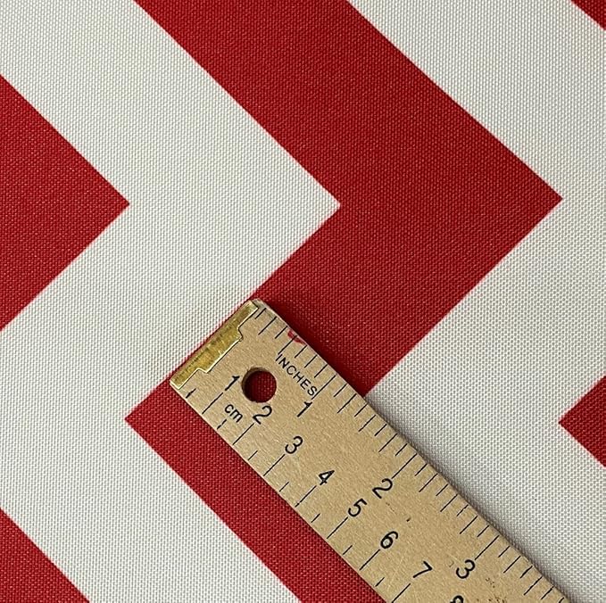 Mybecca Canvas Oxford Fabric Marine Waterproof Outdoor Awning 600 Denier Chevron Pattern Red/White (Cut Separate by Yard for Prime Orders-1 Yard) (60"x36")