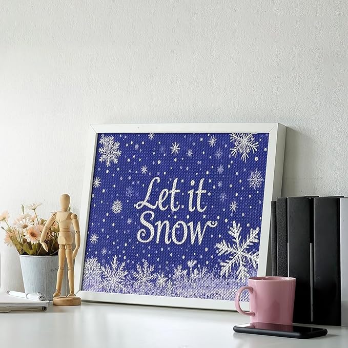 AIVKIEJK Diamond Painting Kits for Adults - Festive Snowflake Christmas Let It Snow Painting DIY 5D Full Drill Diamond Dots Paintings with Diamonds Gem Art and Crafts Home Decor 16"x20"