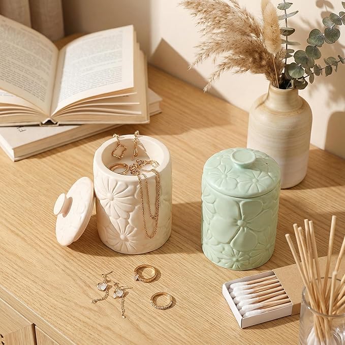 Cylindrical Embossed Flower Storage Jar Silicone Mold, Floral Design Candle Holder Mold for DIY Aromatherapy Plaster, Candles, Resin Crafts - Eco-Friendly Home Decor Gift