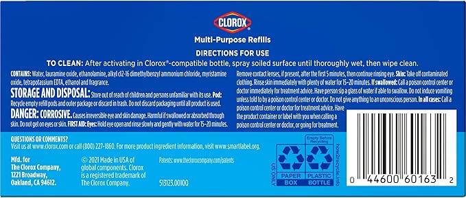 Clorox Multi-Purpose Spray Refill, Household Essentials, 3x1.125fo Concentrated Refills