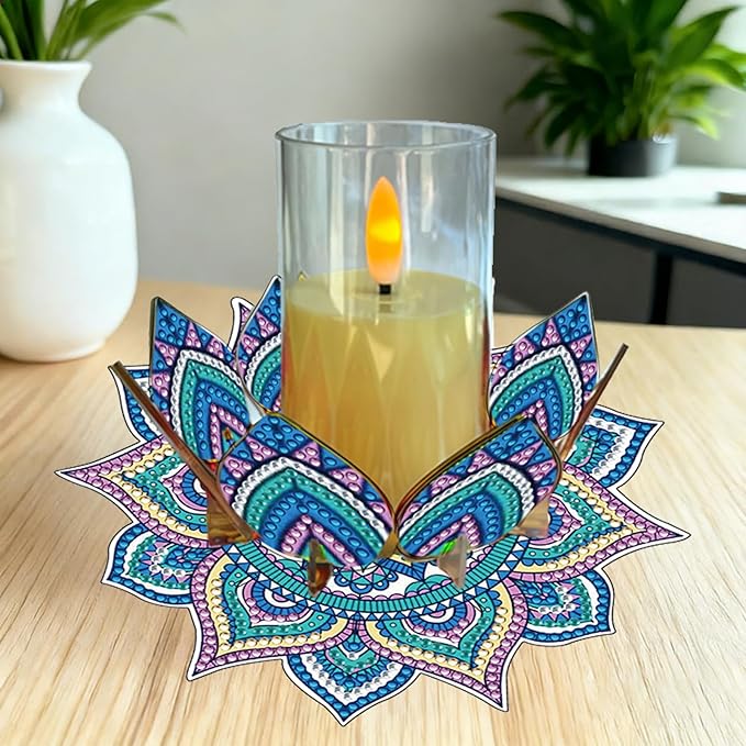 5D DIY Diamond Art Painting PVC Flower Candle Holders Tealight/Tea Light/Votive Candle Holder, for Table Centerpiece Home Décor Party Wedding Dinning-Flower-5