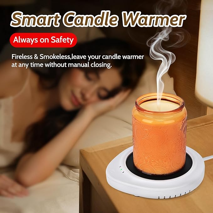 Candle Warmer with Timer, Coffee Mug Warmers for Large Jar,Safely Releases Scents Without a Flame, Melt The Candle Quickly, Enjoy Your Warm Coffee Tea. Gifts for Festival Birthday Women Men Mom Dad