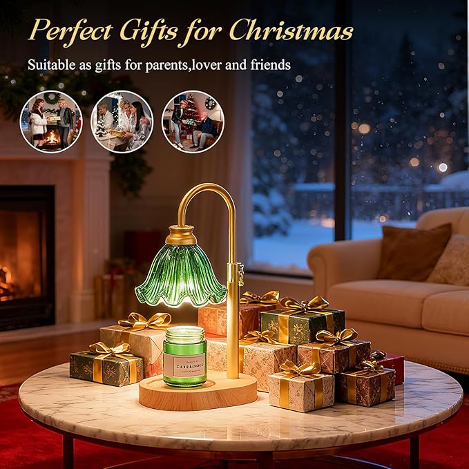 Candle Warmer Lamp with Timer & Dimmable 4-Level Brightness - Adjustable Height,for New Home Bedroom, Gifts for Women(Green 2)