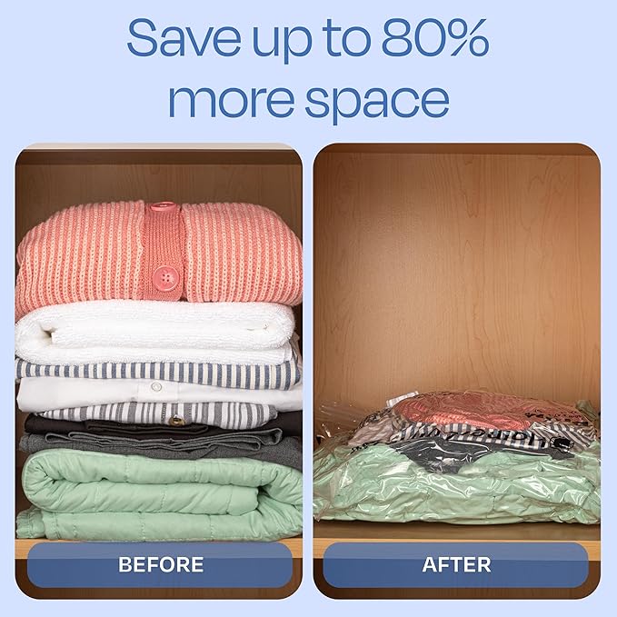 Vacuum Storage Bags-Space Saving Air Tight Compression-Shrink Down Closet Clutter, Store and Organize Clothes, Linens, Seasonal Items by Everyday Home
