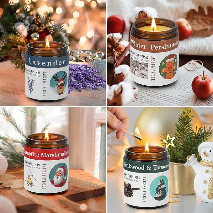Candles for Home Scented, 4 x 7.1oz Soy Wax Candles Sets, Candles Gifts for Women Birthday Christmas