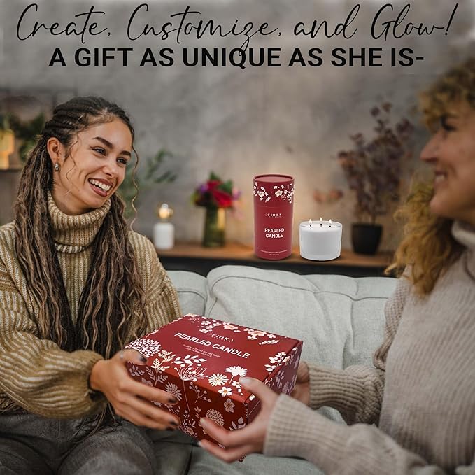 Pearled Candle Sand Mothers Day Gift for Mom, 18oz Sand Wax, 30 Wicks, 2X Natural Fragrance Oils + Large Glass Jar Included, Smoke Free Powder Snow Candles, Upto 120 Hours Burn Time, Candle Making Kit