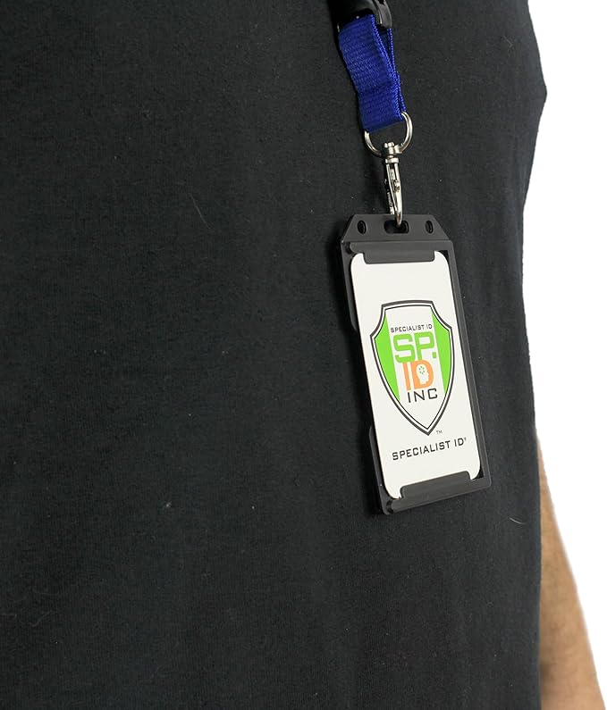 Heavy Duty 2-Sided Rigid Multi Card Holder - Hard Plastic Vertical ID Badge Holders for 2 Standard or Thick Prox Cards, Fuel Card, CAC, Work Badge by Specialist ID, Sold Individually (Red)