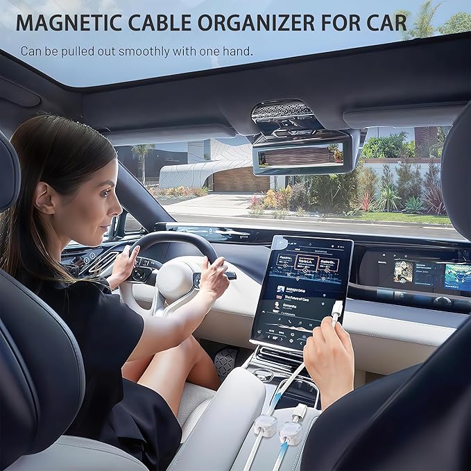 6 Pack Magnetic Cord Organizer & Cable Clips - Adjustable Under Desk Cable Management, Adhesive Wire Holder for Home, Office, Phone, Car, Wall, and Nightstand (Color Mixed)