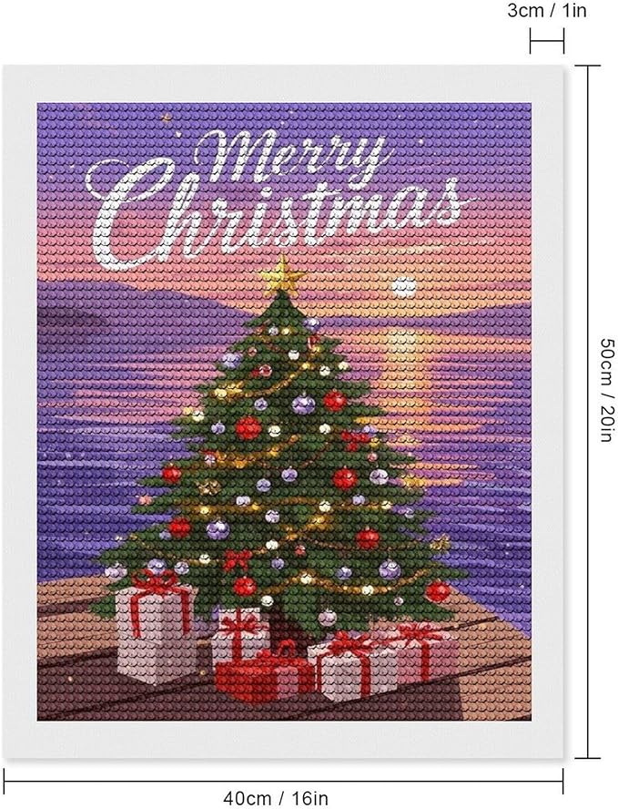 AIVKIEJK Diamond Painting Kits for Adults - Merry Christmas Coastal Winter Beach Painting DIY 5D Full Drill Diamond Dots Paintings with Diamonds Gem Art and Crafts Home Decor 16"x20"