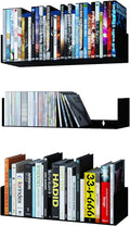 Wallniture Bali Black Bookshelf and CD DVD Storage Shelf Set of 3, Metal Floating Book Shelves for Wall