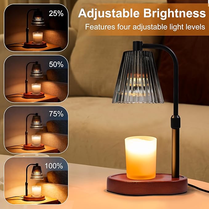 Black Candle Warmer Lamp with Timer, Birthday Gifts for Women Mom, Height Adjustable for Jar Candles, House Warming Gifts & Office Dorm Vintage Room Home Decor, Wax Warmer Lamp