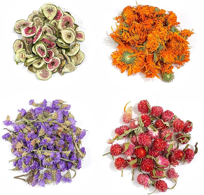 Natural Dried Fruit and Flower Kit for DIY Crafts - 25 Bags, Ideal for Soap Making, Candle Making, Resin Jewelry, Bath Bombs, and Nail Art - Includes Rose Petals, Rosebuds, Lilium, Jasmine, and More