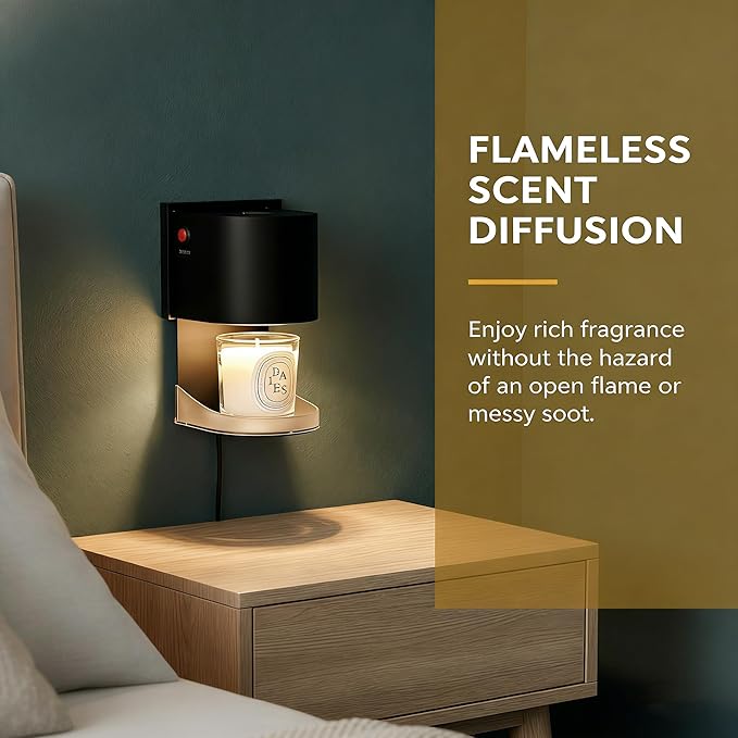 Mini Candle Warmer Lamp Blcak,Plug in Wax Melt Warmer for Bathroom Bedroom,Candle Lamp Warmer for Jar Candles,with Two 20 Watt Bulbs,Gifts for Women/Mom. (Black)