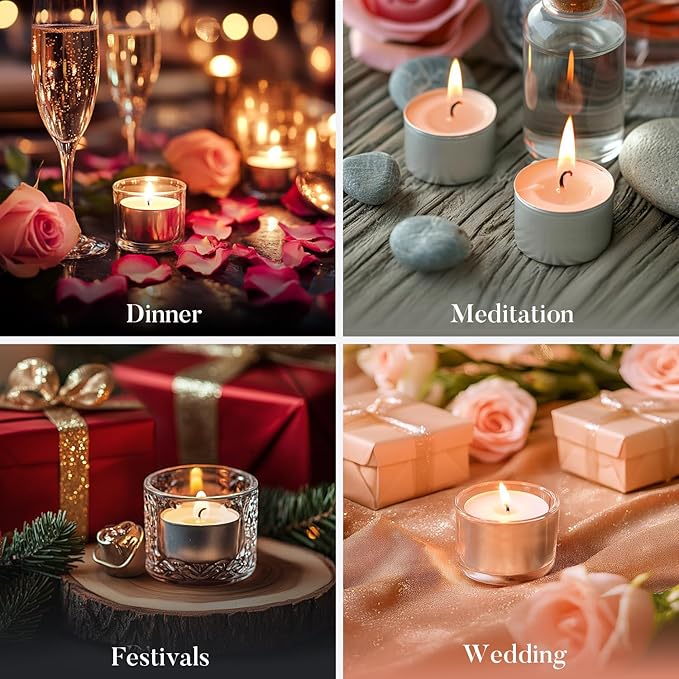 Tea Candles 100 Pack - 8 Hour Burn Time,Unscented Tea Lights Candles for Shabbat, Weddings, Christmas Lights, Home Decor