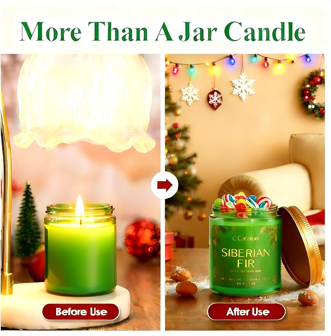 Christmas Soy Candles for Christmas Home Decor Non-Toxic Aromatherapy Scented Candles for Holiday Christmas Gifts, Cozy Cute Jar Candle, Winter Candle for Women Men, Siberian Fir Candle
