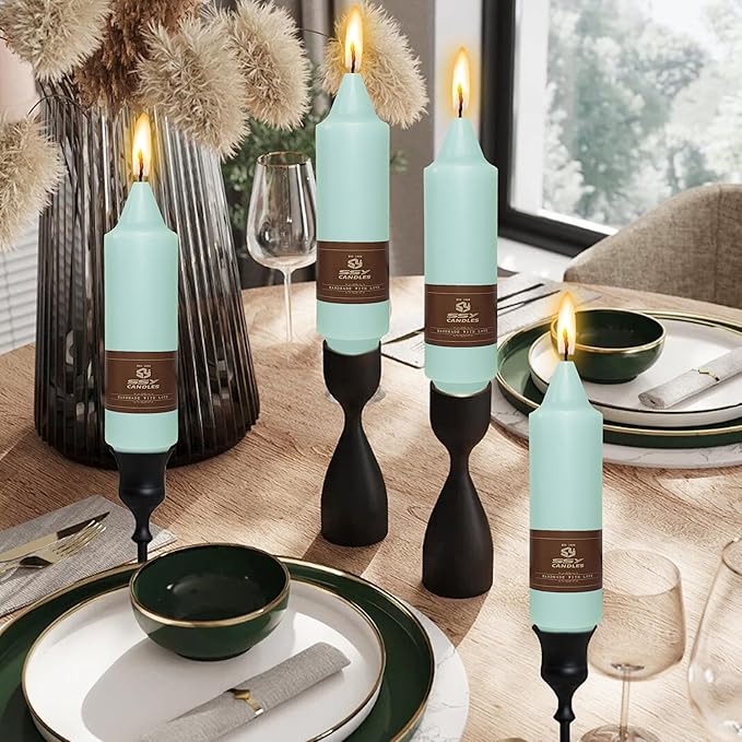 Mint Green Short Taper Candle 5 Inch Candlesticks Unscented Dripless Tapered Candle Set for Home Decor Wedding Party Dinner Candles