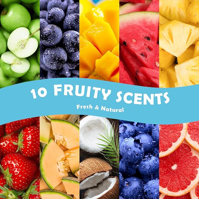 Fruit Fragrance Oil for Candle Soap Making, 10x30ml Holamay Essential Oils for Diffusers for Home, Coconut, Strawberry, Mango, Pineapple, Large Size Diffuser Oils Gift Set