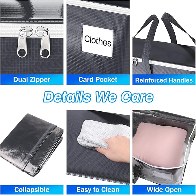 ElegantArray 6 Pack Moving Bags Heavy Duty, Moving Boxes, Storage Bags with Zipper & Handles & Tag for College & Dorm Moving Supplies Grey Laundry Hamper Bag, Foldable Space-saving Totes (76L, Grey)