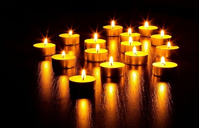 Hyoola Tea Lights Candles - 50 Bulk Candles Pack - Natural Palm Oil Tea Light - European Quality White Unscented Tealight Candles - 4 Hour Burn Time