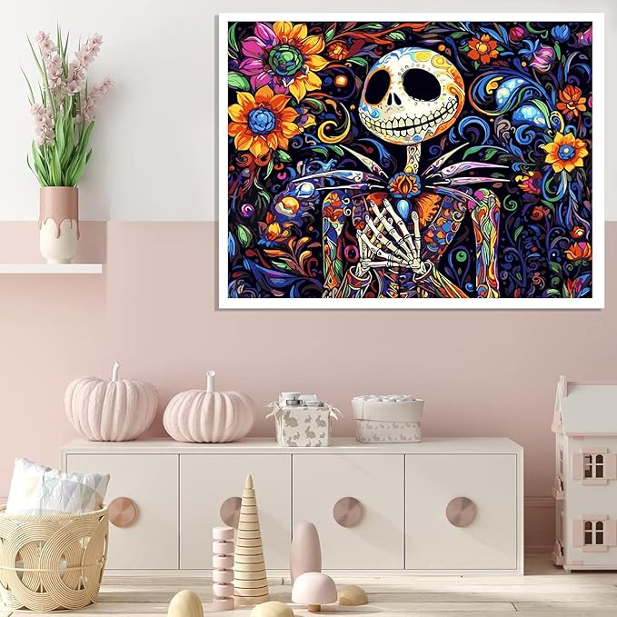 Meothan Paint by Numbers Kits for Adults Beginners- Easy Canvas Nightmare Before Christmas Paint by Number for Home Decor and Gifts 16X20 inch (Halloween)