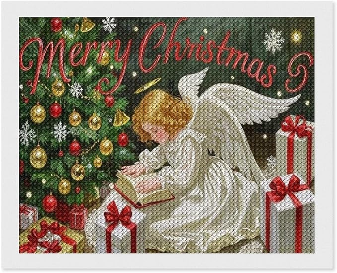 AIVKIEJK Diamond Painting Kits for Adults - Merry Christmas Angel Welcome Painting DIY 5D Full Drill Diamond Dots Paintings with Diamonds Gem Art and Crafts Home Decor 16"x20"