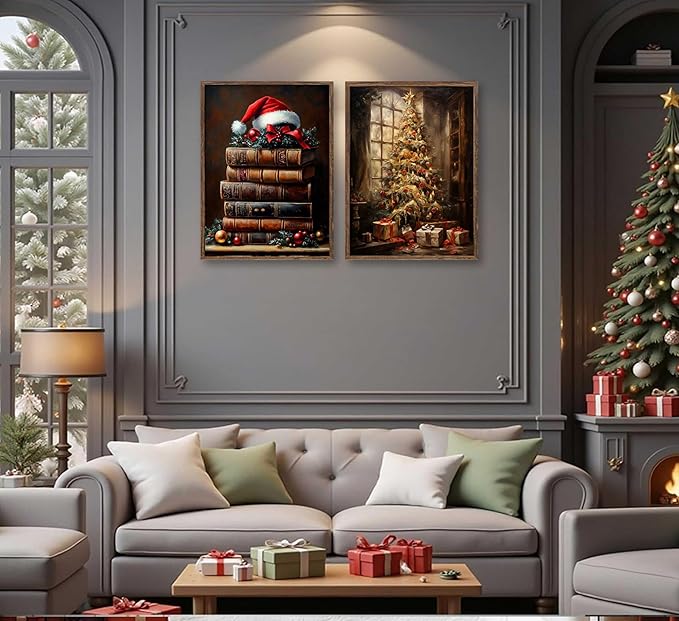 Paint by Number Kit for Adults & Kids, 2 Pack Christmas DIY Painting Kit, 16x20 Inch Canvas Each Unframed