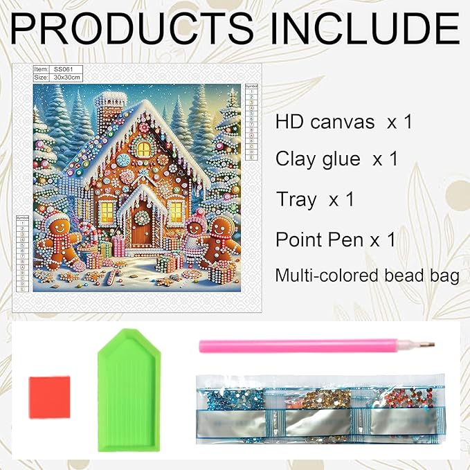 antor Christmas Diamond Painting Kit, 5D Special Shape Diamond Art for Adults, Gingerbread House DIY Crystal Rhinestones Diamond Painting, Holiday Wall Decor, Winter Home Decoration