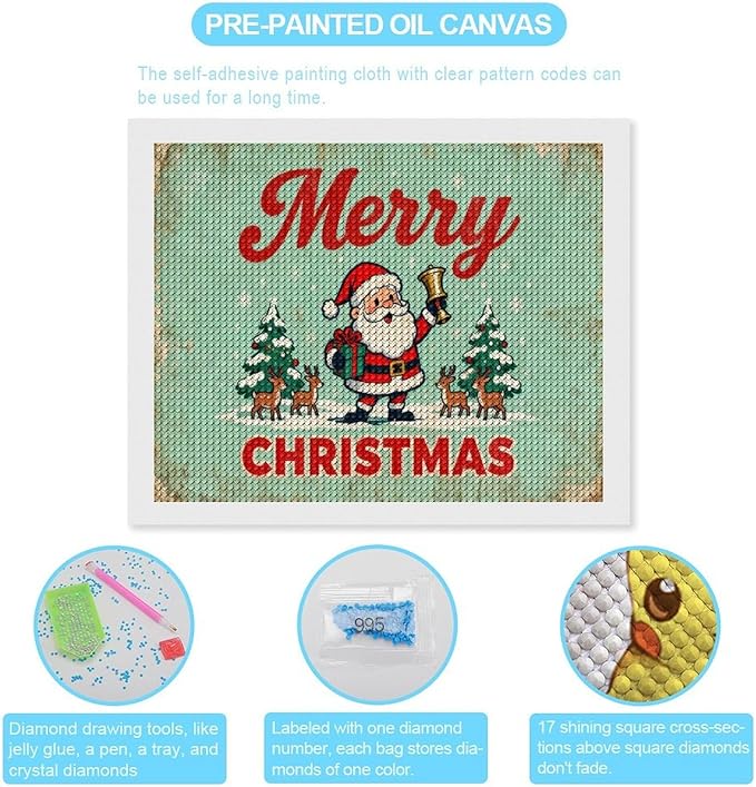 AIVKIEJK Diamond Painting Kits for Adults - Christmas Painting DIY 5D Full Drill Diamond Dots Paintings with Diamonds Gem Art and Crafts Home Decor 16"x20"