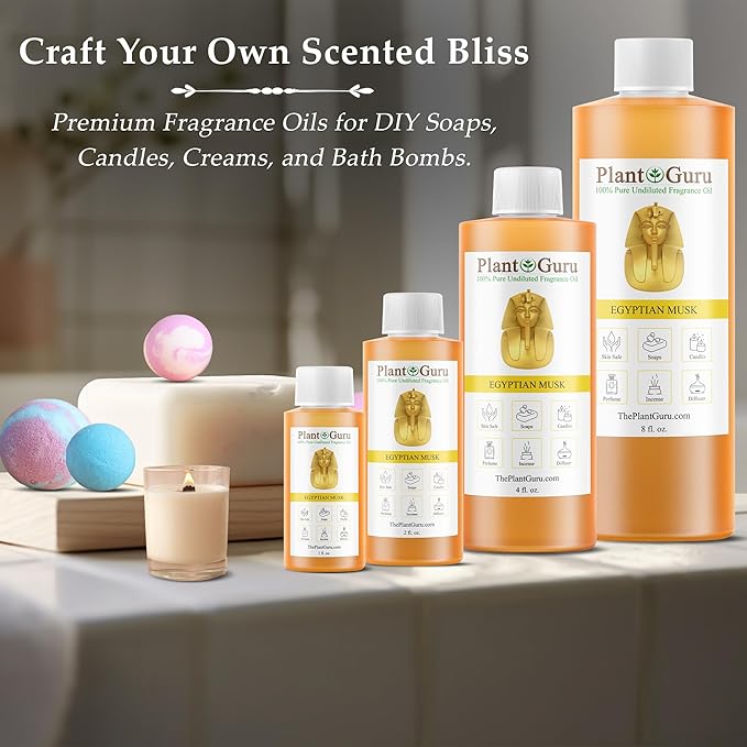 Egyptian Musk Fragrance Oil 4 fl. oz. Scented Oil for DIY Soap Making, Candles, Bath Bombs, Body Butters. Used in Aromatherapy Diffusers, Burners and Warmers. Great Addition to Lotions and Creams.