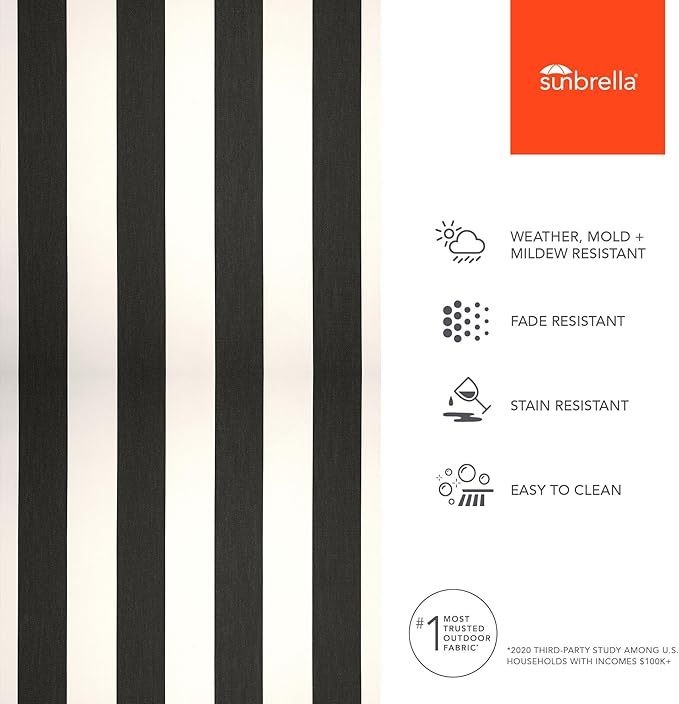 Sunbrella Outdoor Fabric by The Yard | Cabana Classic (Striped) | Official Sunbrella Seller | Indoor or Outdoor Upholstery Fabric for Chairs, Cushions, Drapery, Pillows, Furniture