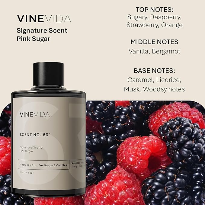 VINEVIDA [16oz] Pink Sugar Fragrance Oil for Candle Making Scents Soap, Perfume Oils, Soy Candles, Home Diffusers, Bath Scent Bomb, Linen Spray, Lotions, Car Freshies, ARTS-FOBP-PINK-SUG-16