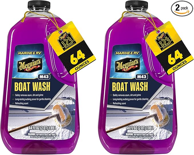 Meguiar's M43 Marine/RV Boat Wash,pH-Balanced Boat/RV Wash for Protecting Fiberglass and Gel Coat,Streak-Free Shine that Keeps Surfaces Clean and Protected,64 Oz,(Pack of 2)